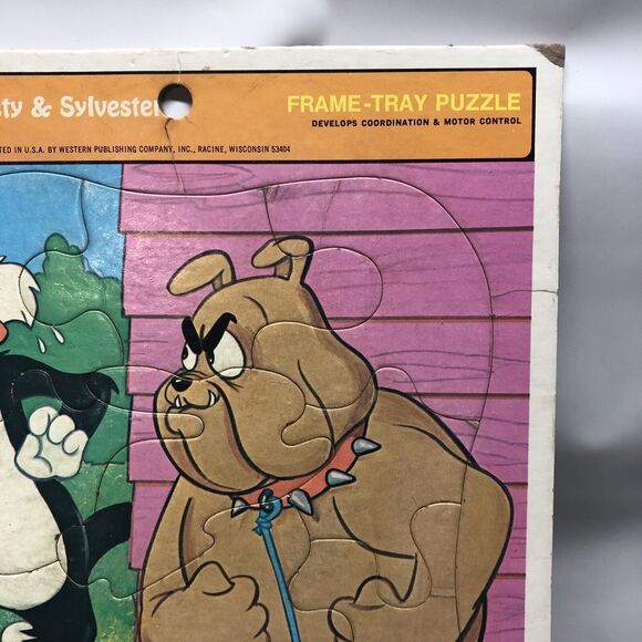Vintage Sylvester and Tweety Frame Tray Puzzle 1977 Whitman 4512H Looney Tunes - Picture 3 of 14